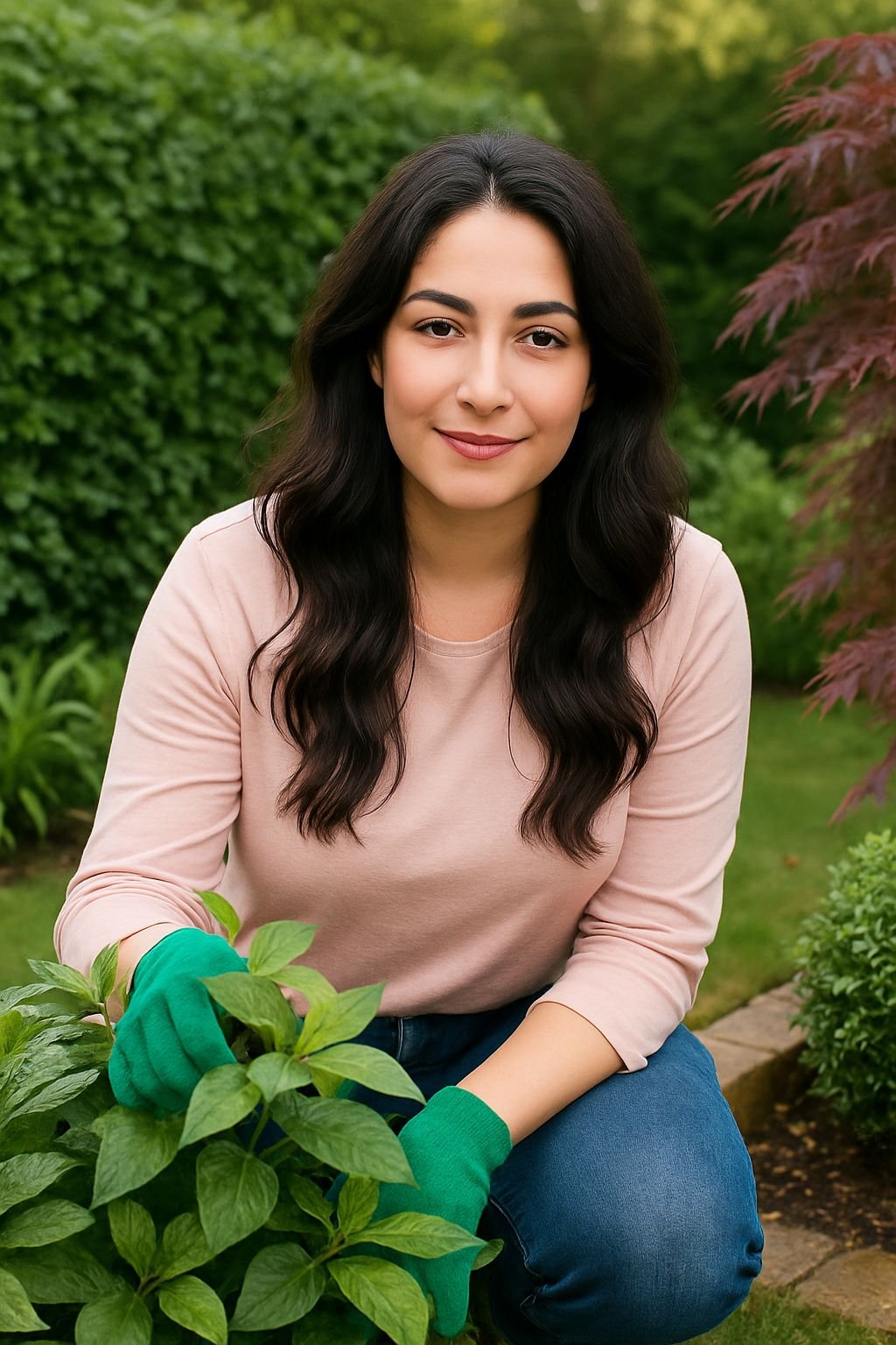 Professional gardener taking care of beautiful garden